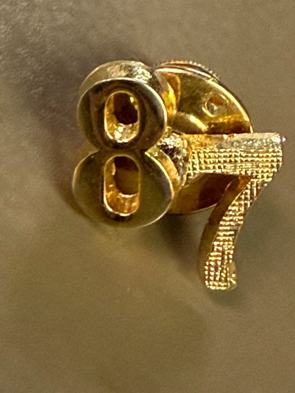 Vintage Gold Tone #87 Lapel Pin